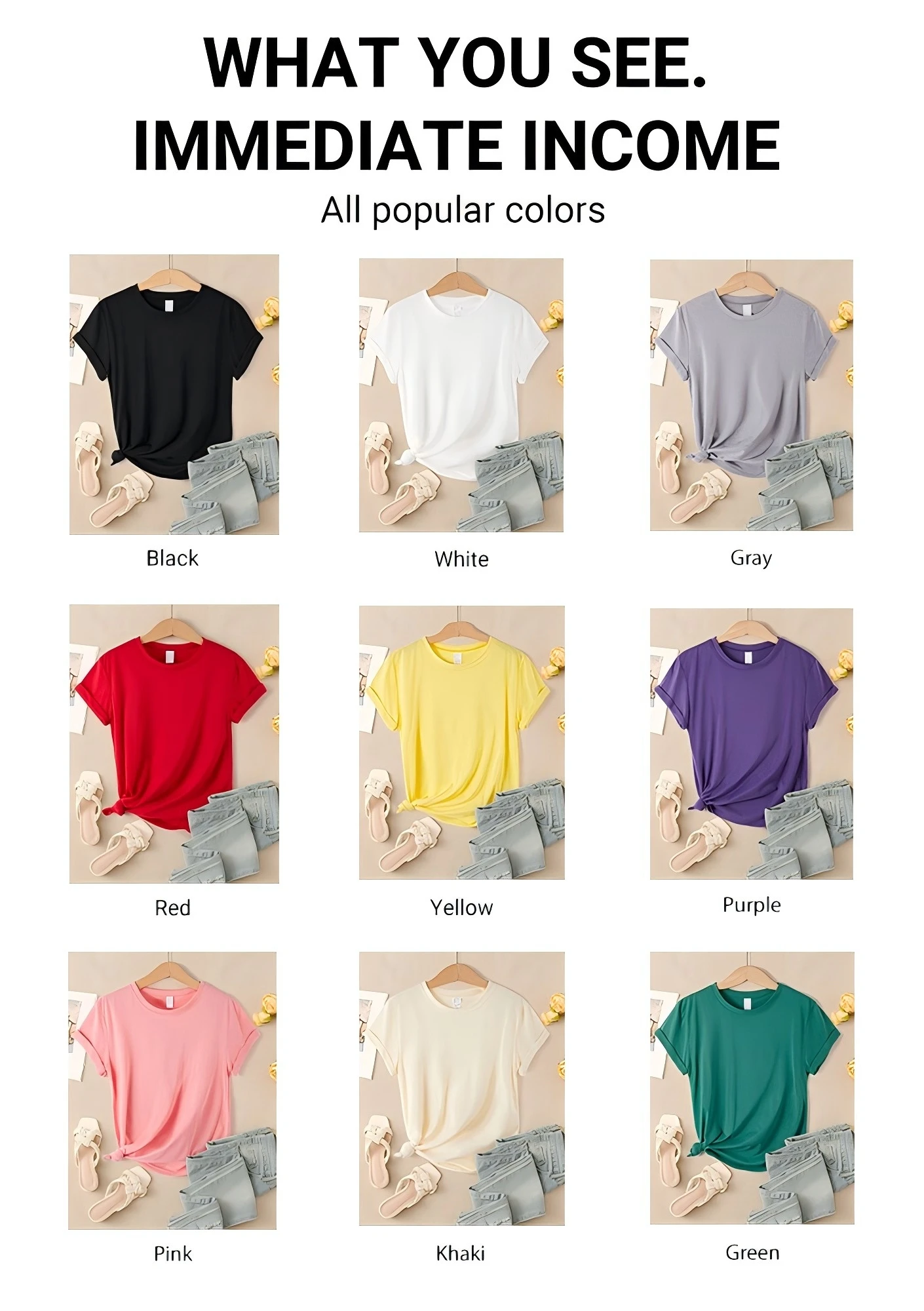 Casual Solid Short Sleeve T-Shirt — Image 11