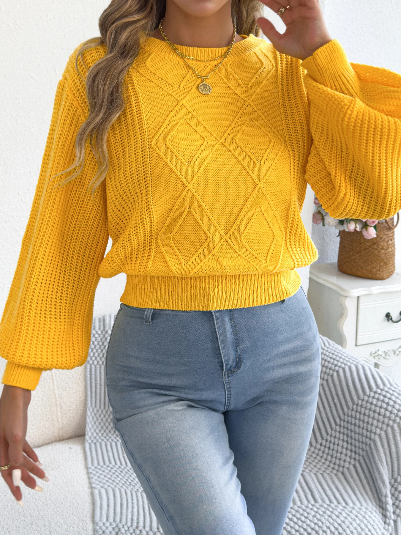 Solid Knitted Long Sleeve Round Neck Cardigan