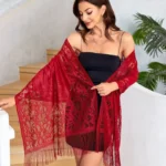 Breathable Floral Long Hijab with Fringe