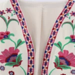 Cropped Open-Front V-Neck Vest with Floral Embroidery — Image 4