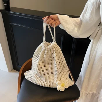 حقيبة كتف محبوكة واسعة بوهيمية