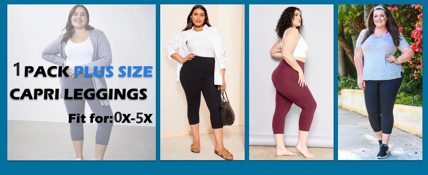 Plus Size High Waist Capri Leggings