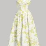 Floral Flared Midi Dress with Spaghetti Straps — Image 5