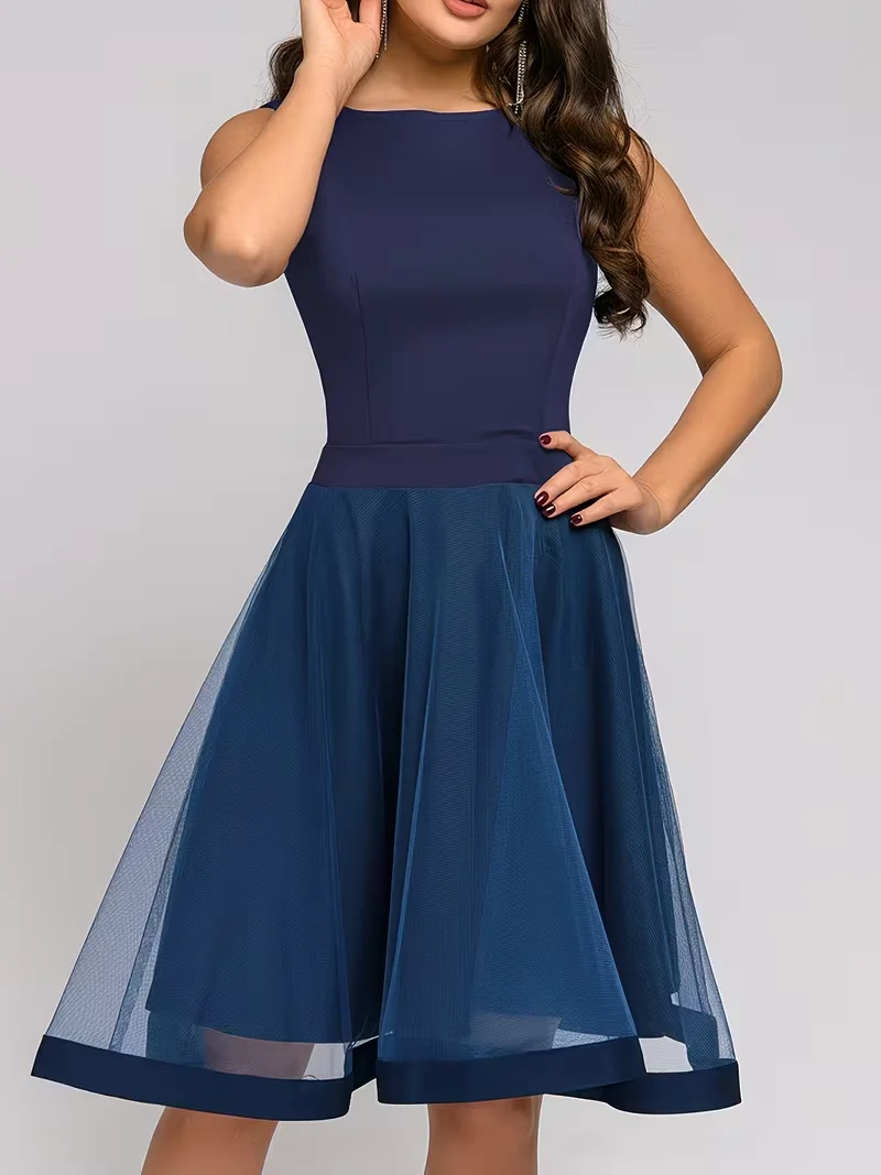 Elegant Sleeveless Round Neck Summer Formal Dress