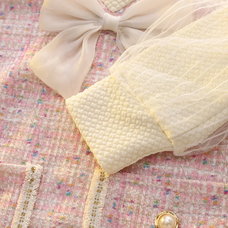 Girls' Elegant Long Sleeve Dress with Bow