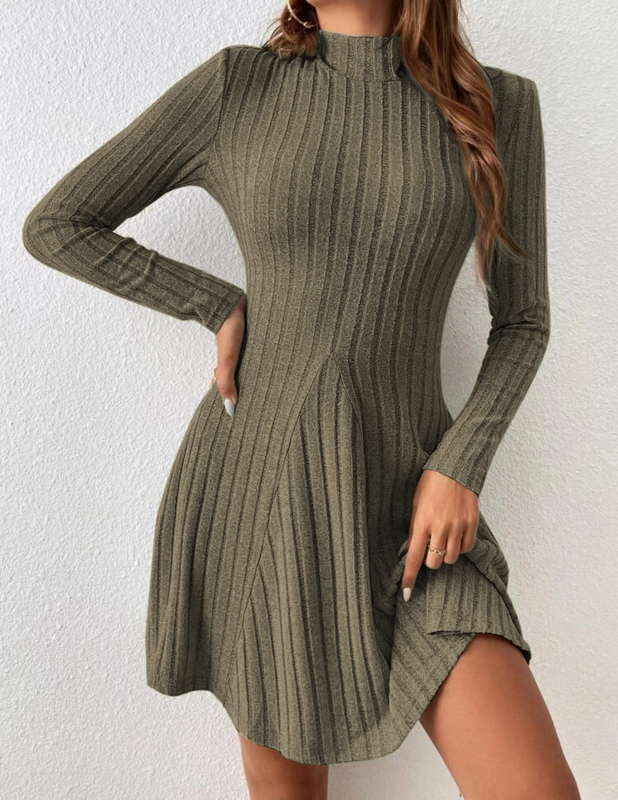A-Line Dress with Mock Neck