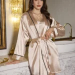 Loungewear Set with Long Sleeve Robe and Shorts — Image 6