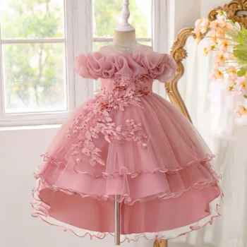 Girls' Elegant Floral Dress