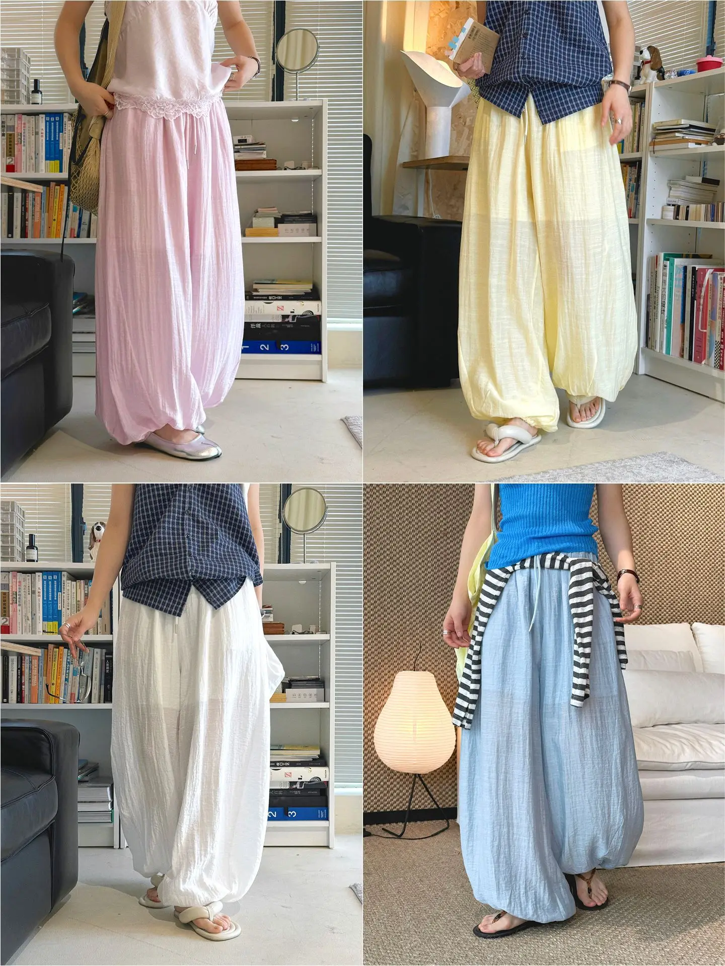 Ankle-Length High Waist Wide-Leg Pants with Tie
