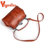 Soft Leather Handbag with Clasp — Image 4