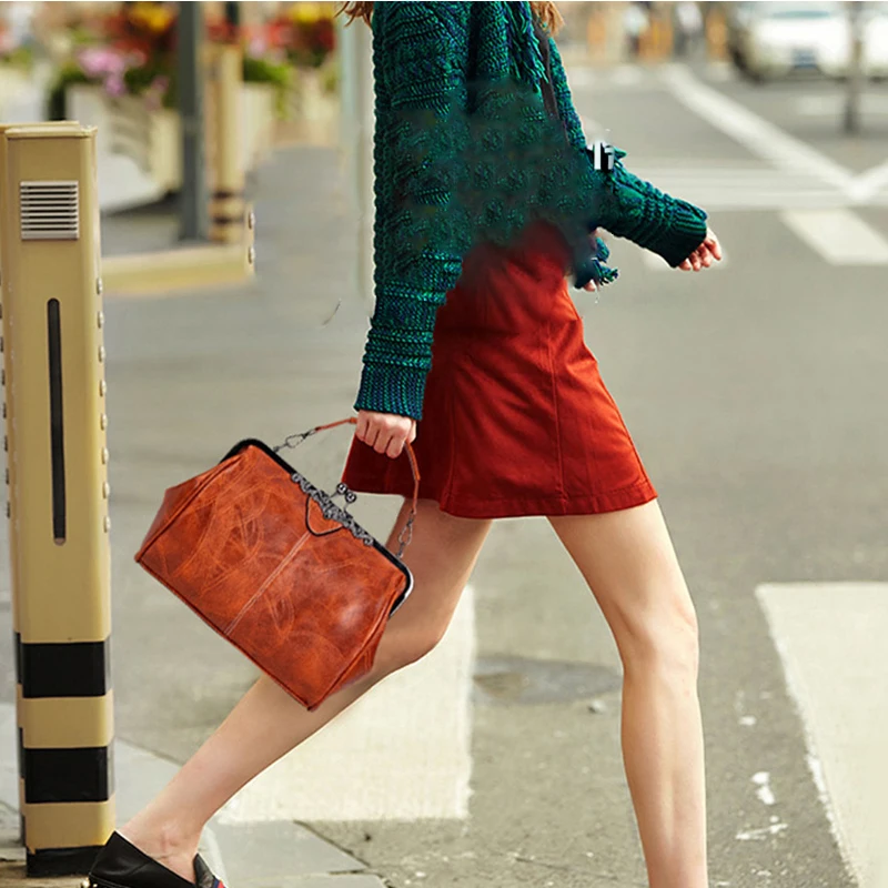 Soft Leather Handbag with Clasp