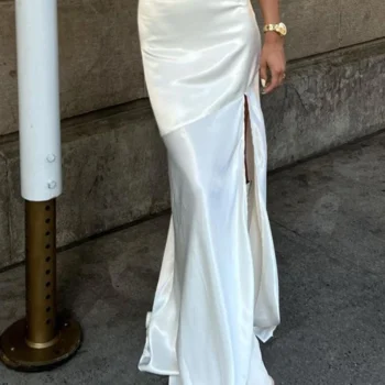 Loose Satin Long Skirt