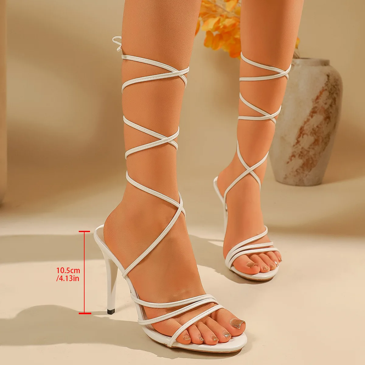 Elegant Lace Summer High Heels with Drawstring — Image 27