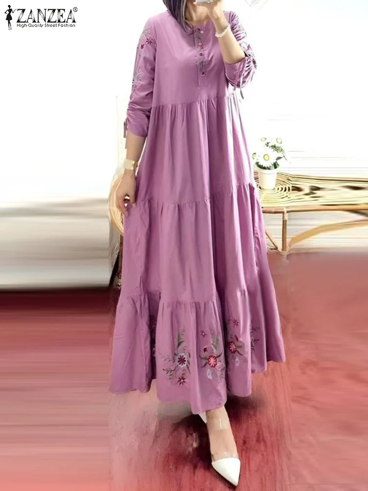 Floral Abaya with Three-Quarter Sleeves