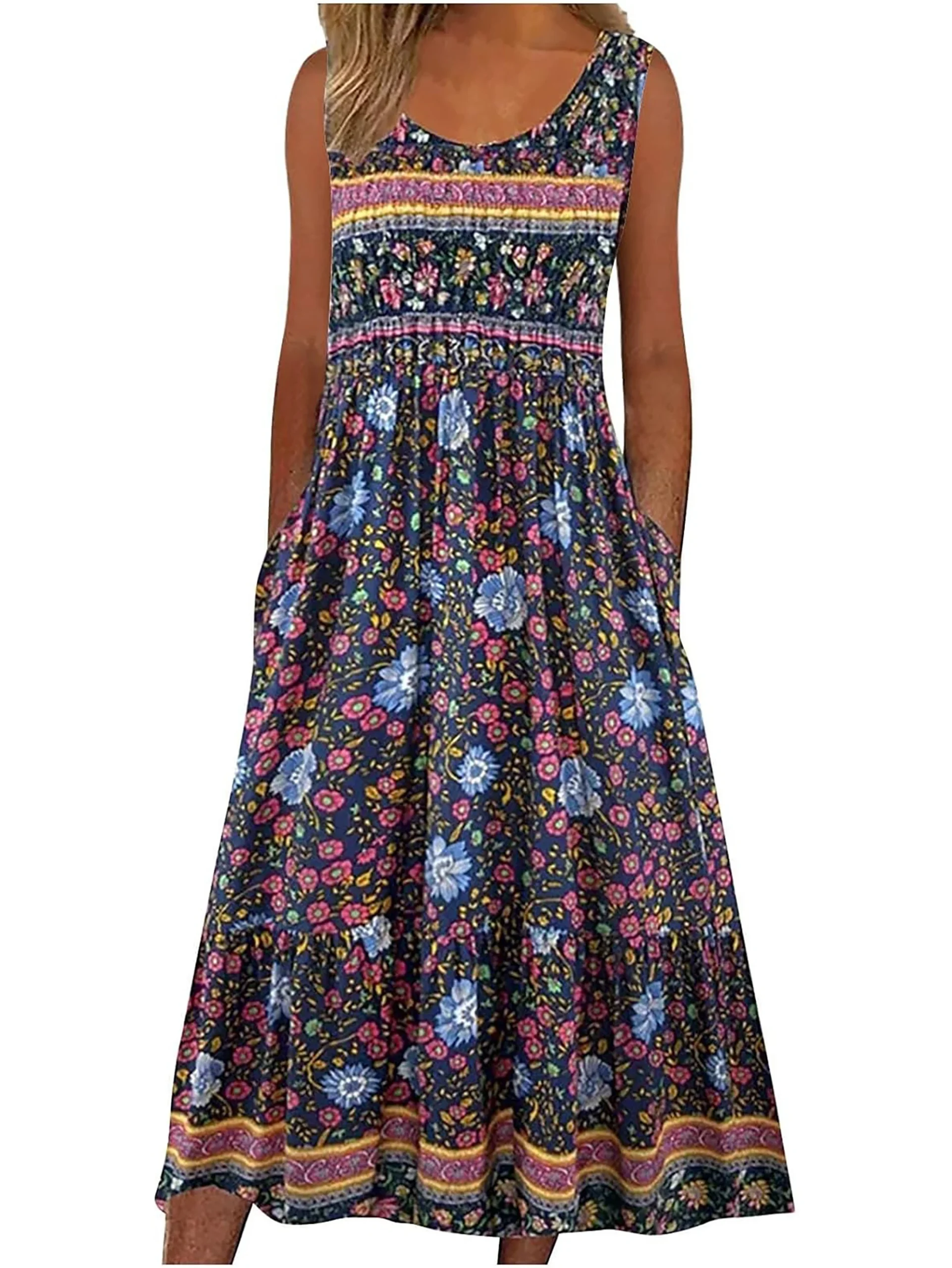 Boho Floral Sleeveless Summer Dress