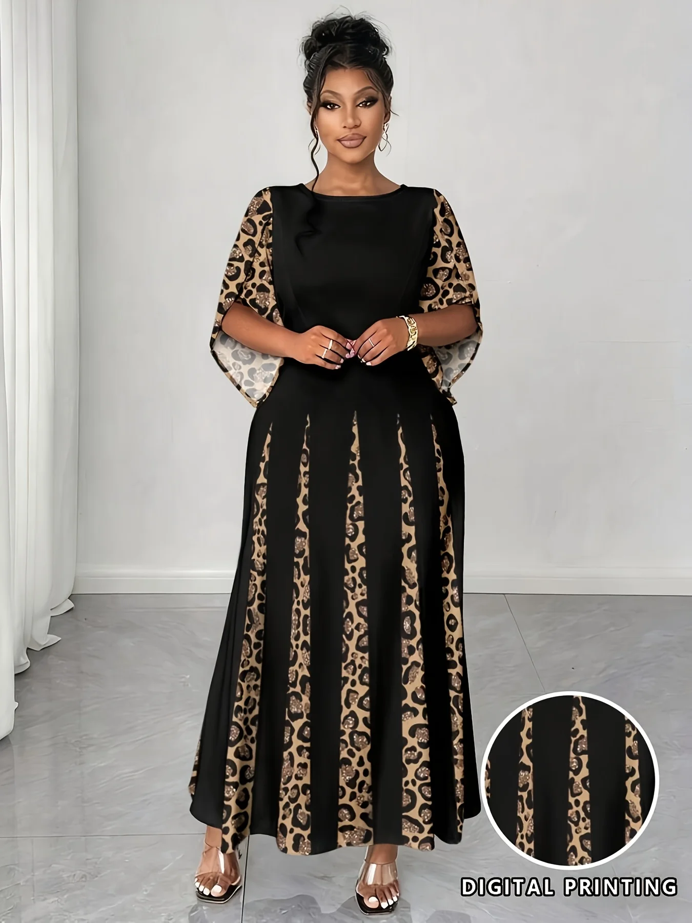 Elegant Leopard Print Maxi Dress