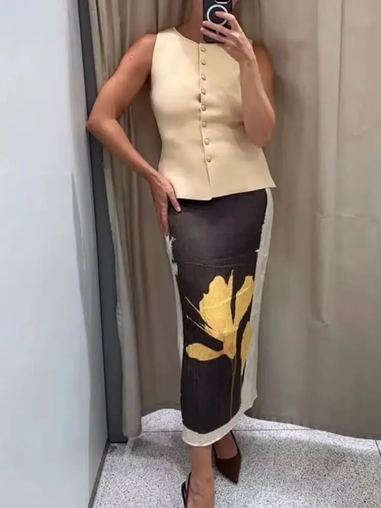 Spring Long Skirt with Zipper