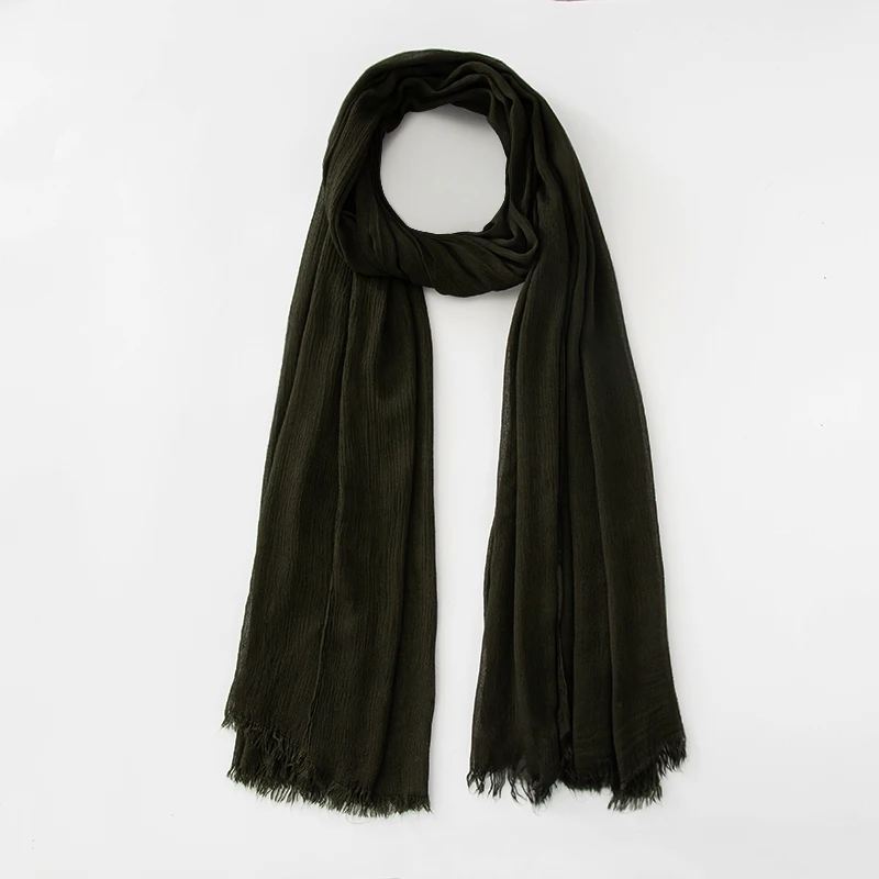 Solid Cotton Hijab with Fringe — Image 43