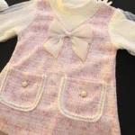 Girls' Elegant Long Sleeve Dress with Bow — Image 4