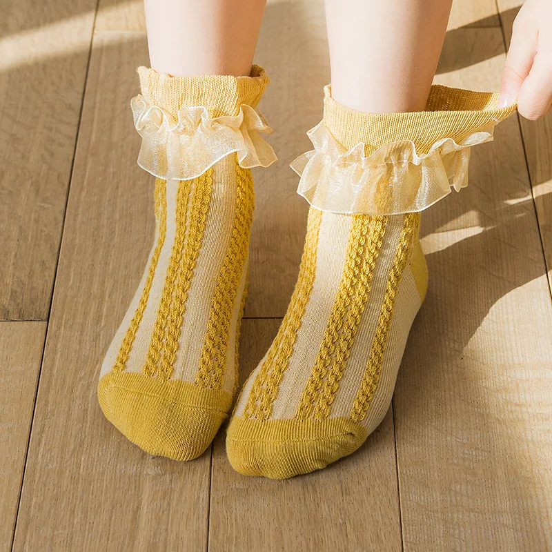 Girls' Lace Cotton Ruffled Socks — Image 14