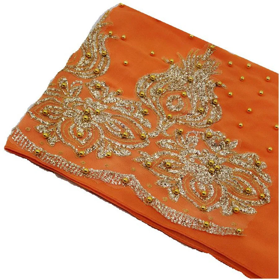 Chiffon Headscarf with Beads and Gold Shimmer — Image 9