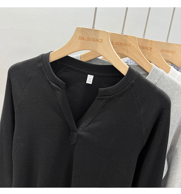 Slim-Fit Long Sleeve V-Neck T-Shirt — Image 26