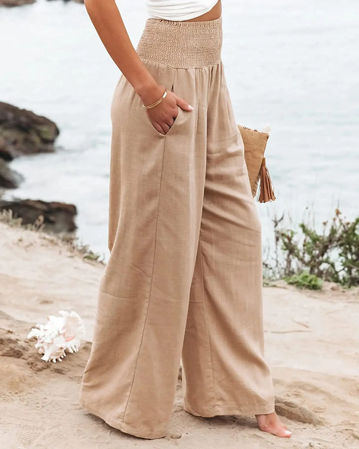 Casual Beach Pants with Drawstring