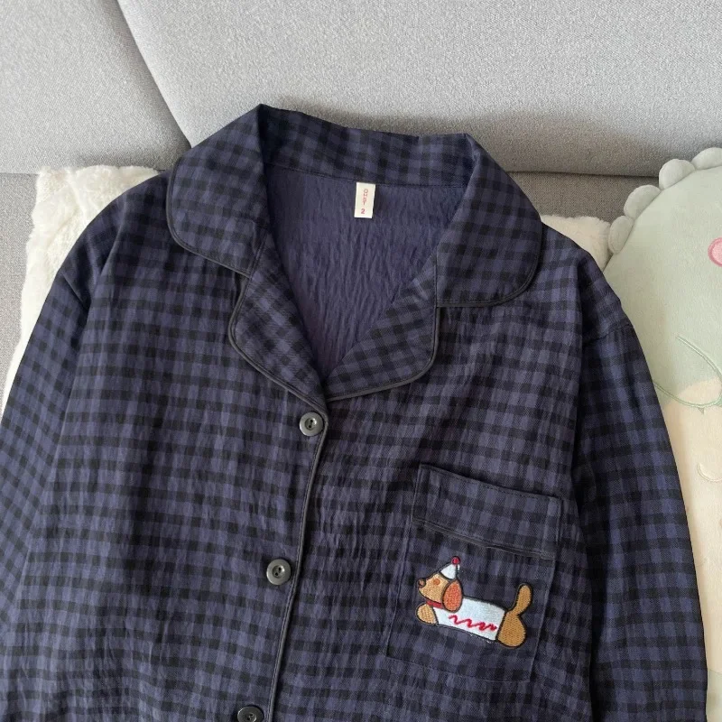 2-Piece Korean-Style Plaid Pajamas