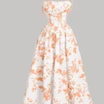 Floral Flared Midi Dress with Spaghetti Straps — Image 3