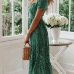 Summer Puff Sleeve Dress with Classic Print — Image 4