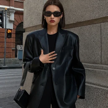 Vintage Loose Leather Blazer