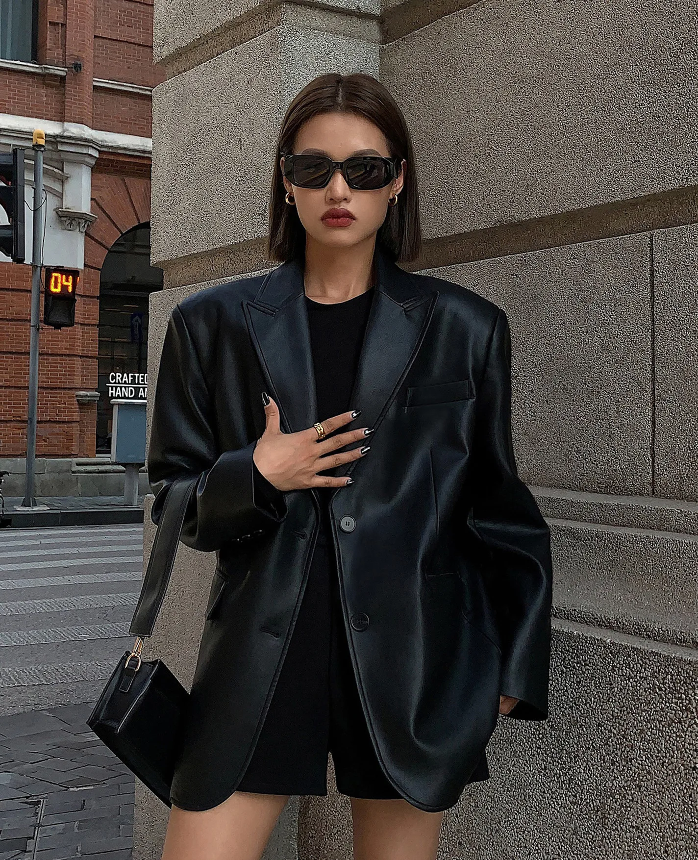 Vintage Loose Leather Blazer