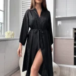 Mid-Calf Long Sleeve Printed House Robe — Image 5