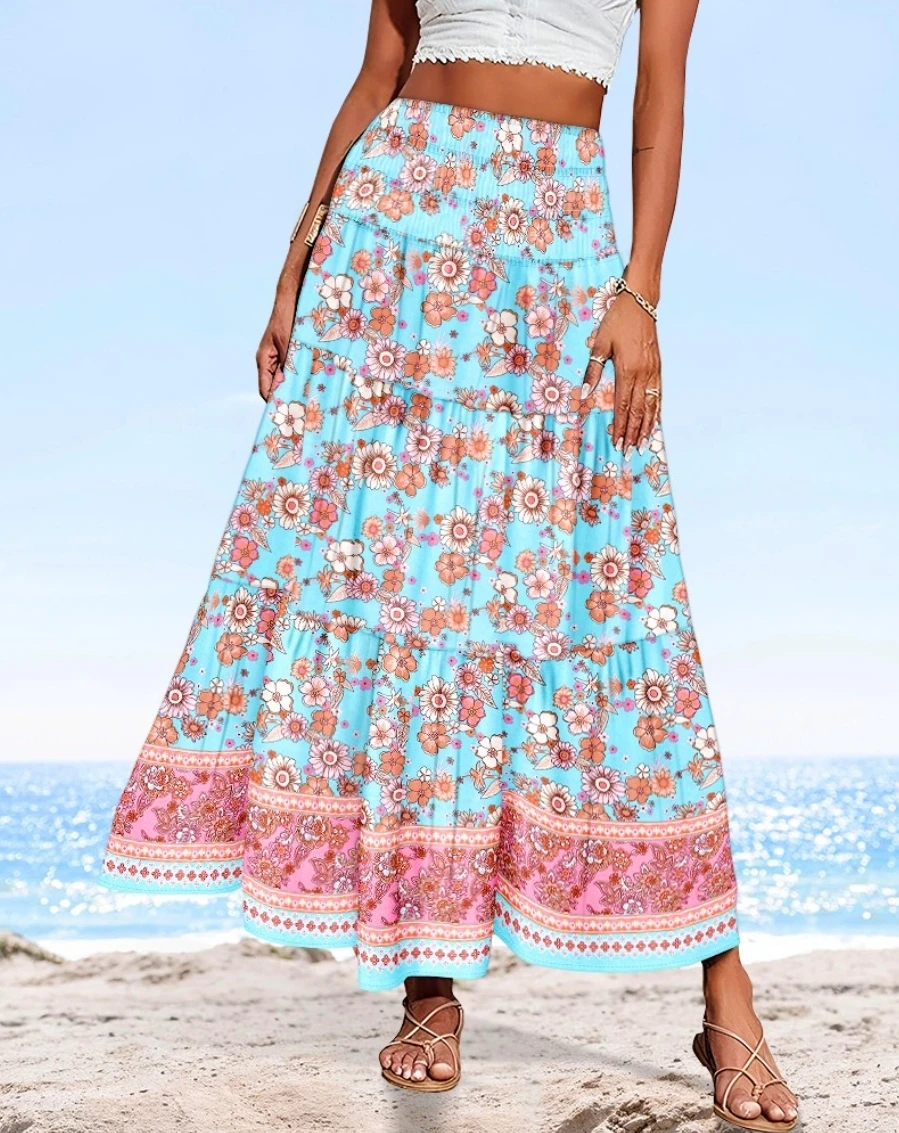 Layered Floral Maxi Skirt