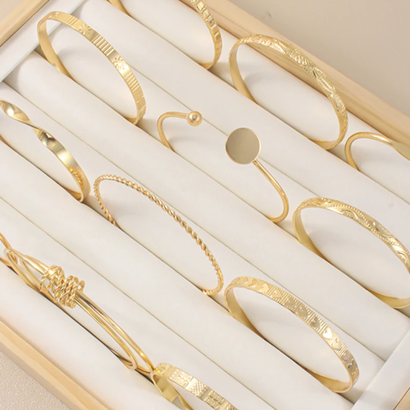 12-Piece Layered Open Bracelet Set