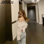 Soft V-Neck Chiffon Blouse with Wide Ruffled Sleeves — Image 6