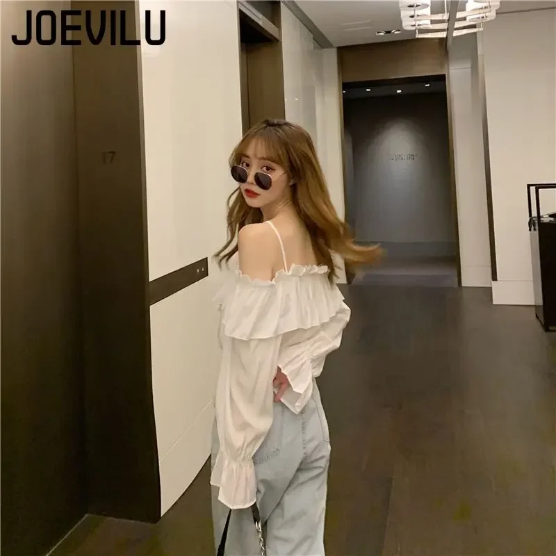 Soft V-Neck Chiffon Blouse with Wide Ruffled Sleeves