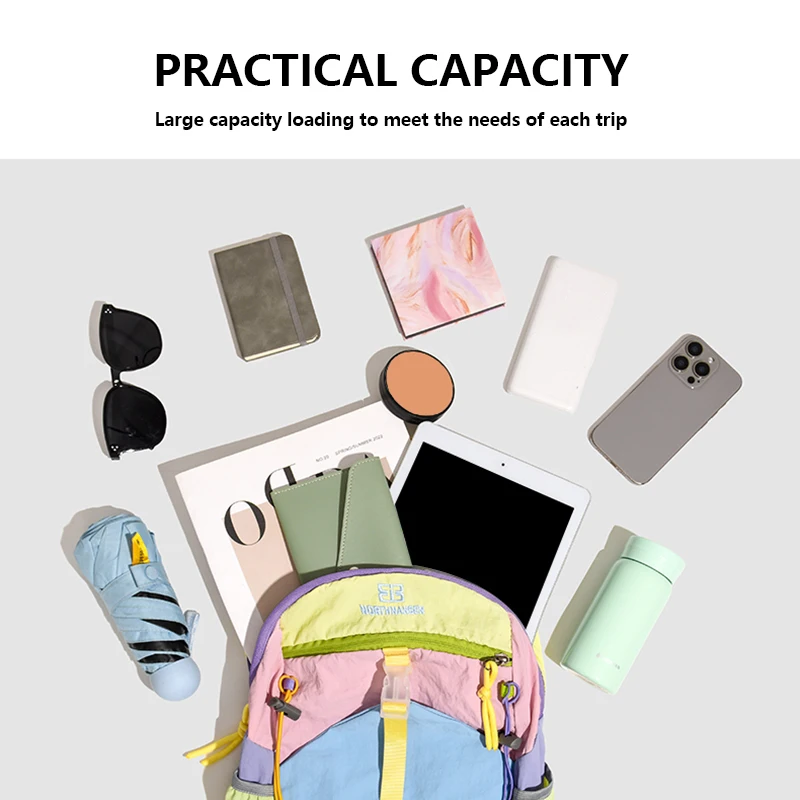 Multi-Pocket Contrast Color Backpack