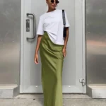 Black Satin Trumpet Skirt — Image 4
