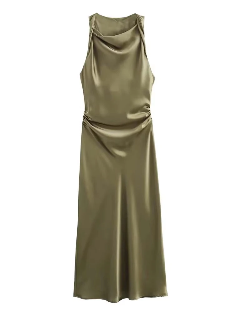 Strappy Satin Midi Dress