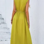 Solid Sleeveless A-Line Dress — Image 2