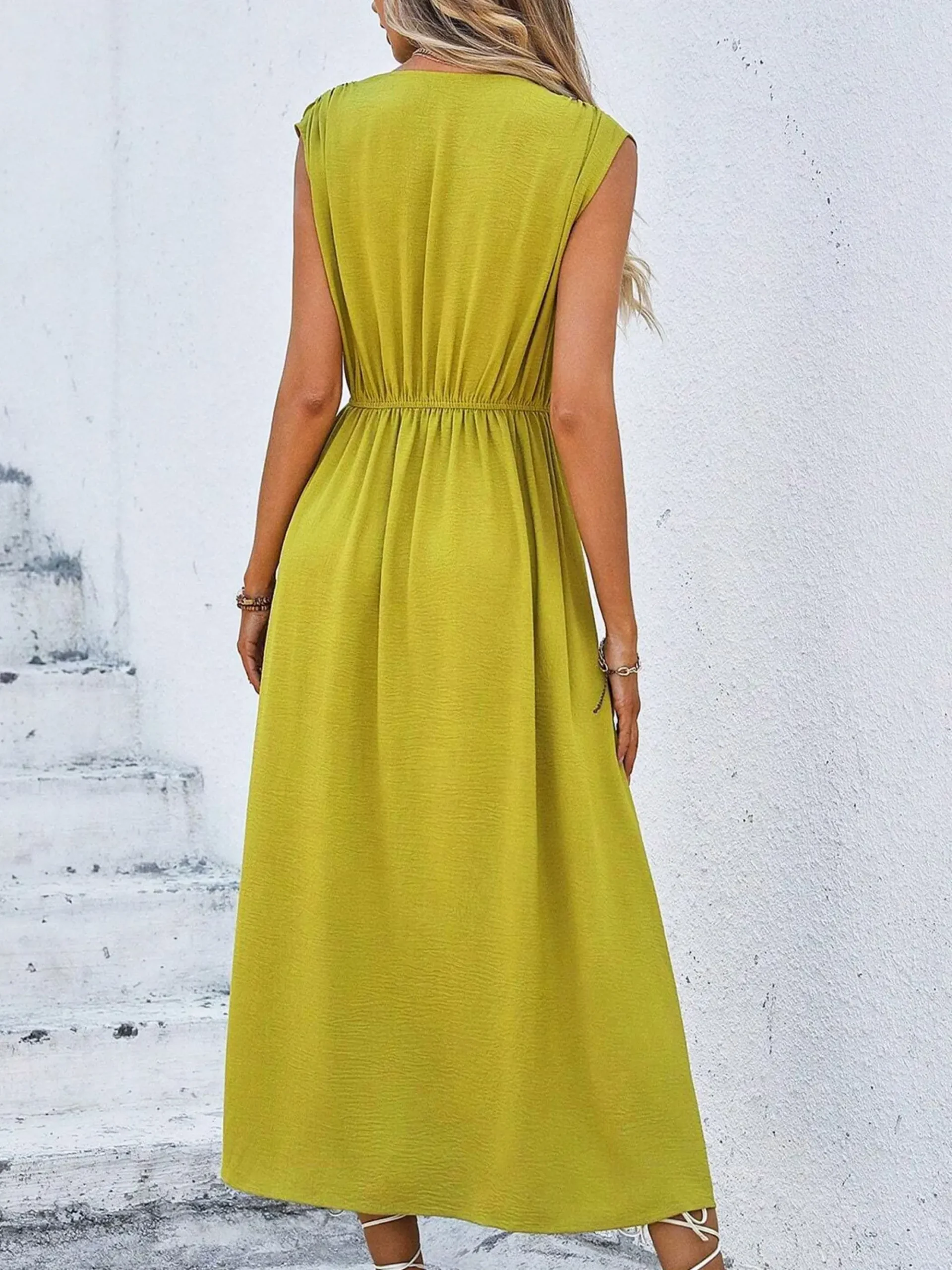 Solid Sleeveless A-Line Dress