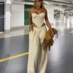 طقم صيفي من توب بلا أكمام وبنطال بخصر مطاطي — صورة 5