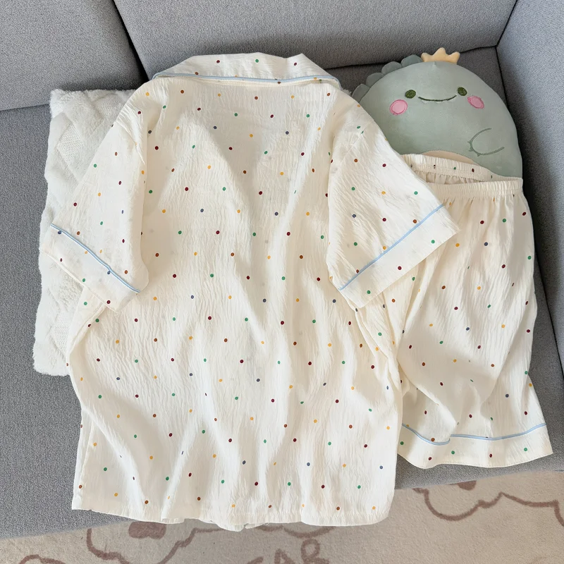 Polka Dot Cotton Short Sleeve Pajamas