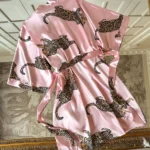 Leopard Print Satin V-Neck Nightgown — Image 5