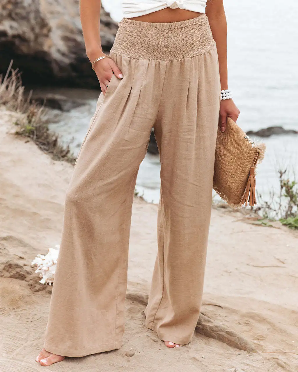Casual Beach Pants with Drawstring