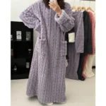 Warm Flannel Knee-Length House Robe Set — Image 3