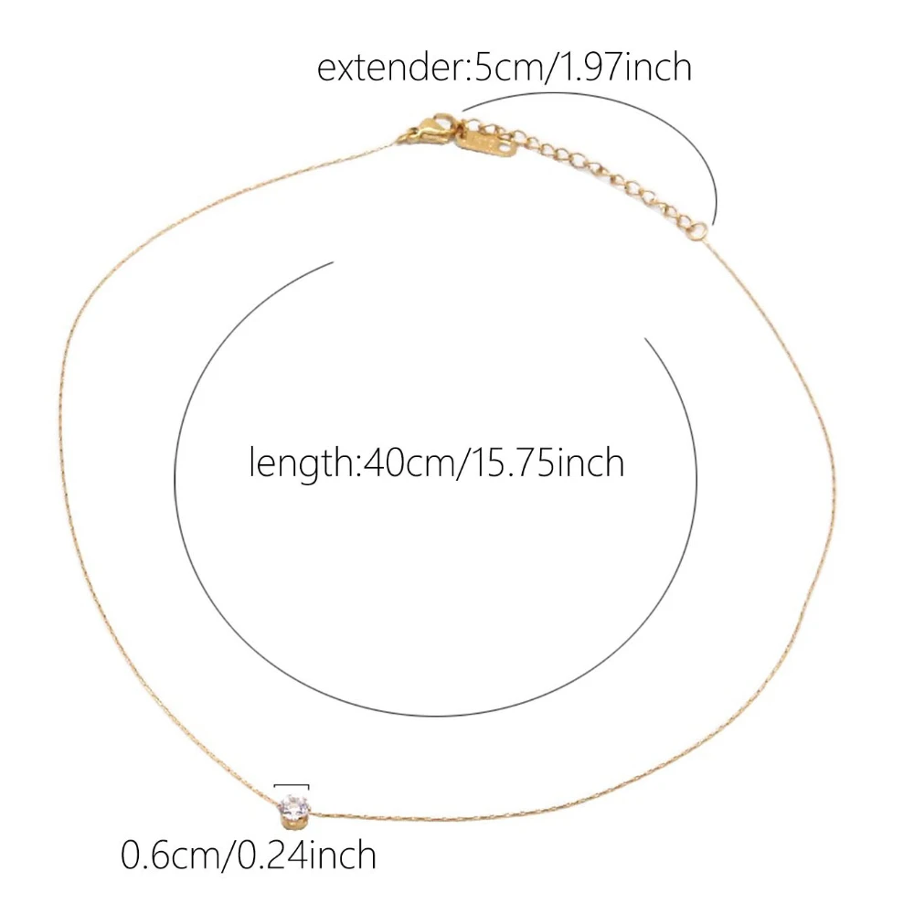 Dainty Gold-Plated Necklace with Zircon Stone