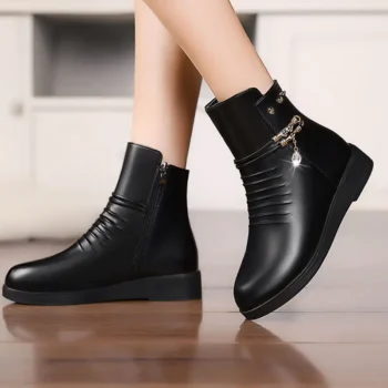 Thick Leather Winter Boots