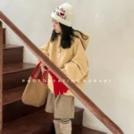 معطف مخطّط قطني دافئ للفتيات — صورة 3